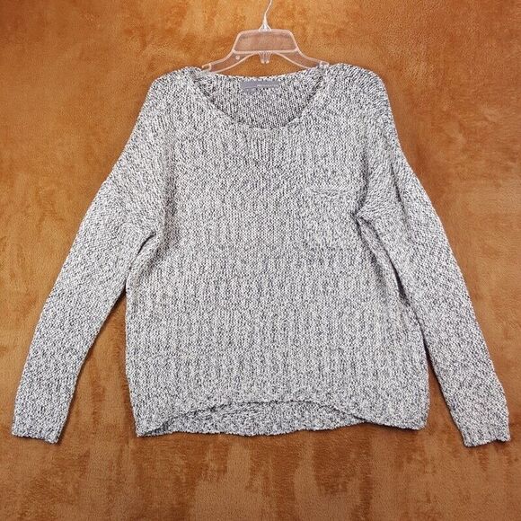 360 SWEATER Womens Small Tan Peppered Pullover Loose Knit Pocket Casual - Picture 1 of 8